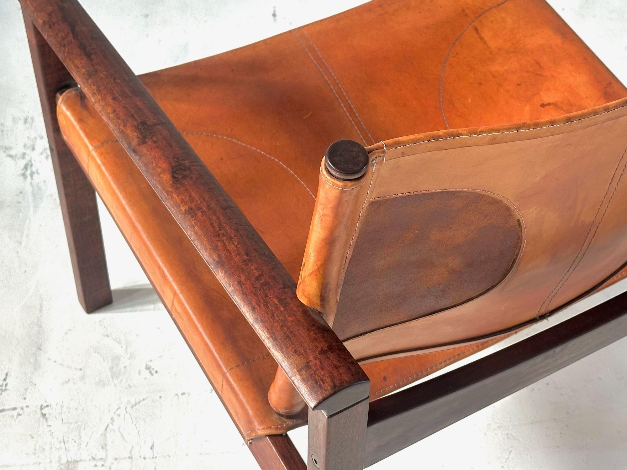Michel Arnoult “PegLev” Leather Lounge Chair, Brazil 1960 For Sale 4