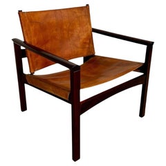 Sedia da salotto in pelle Michael Arnoult "PegLev", Brasile 1960