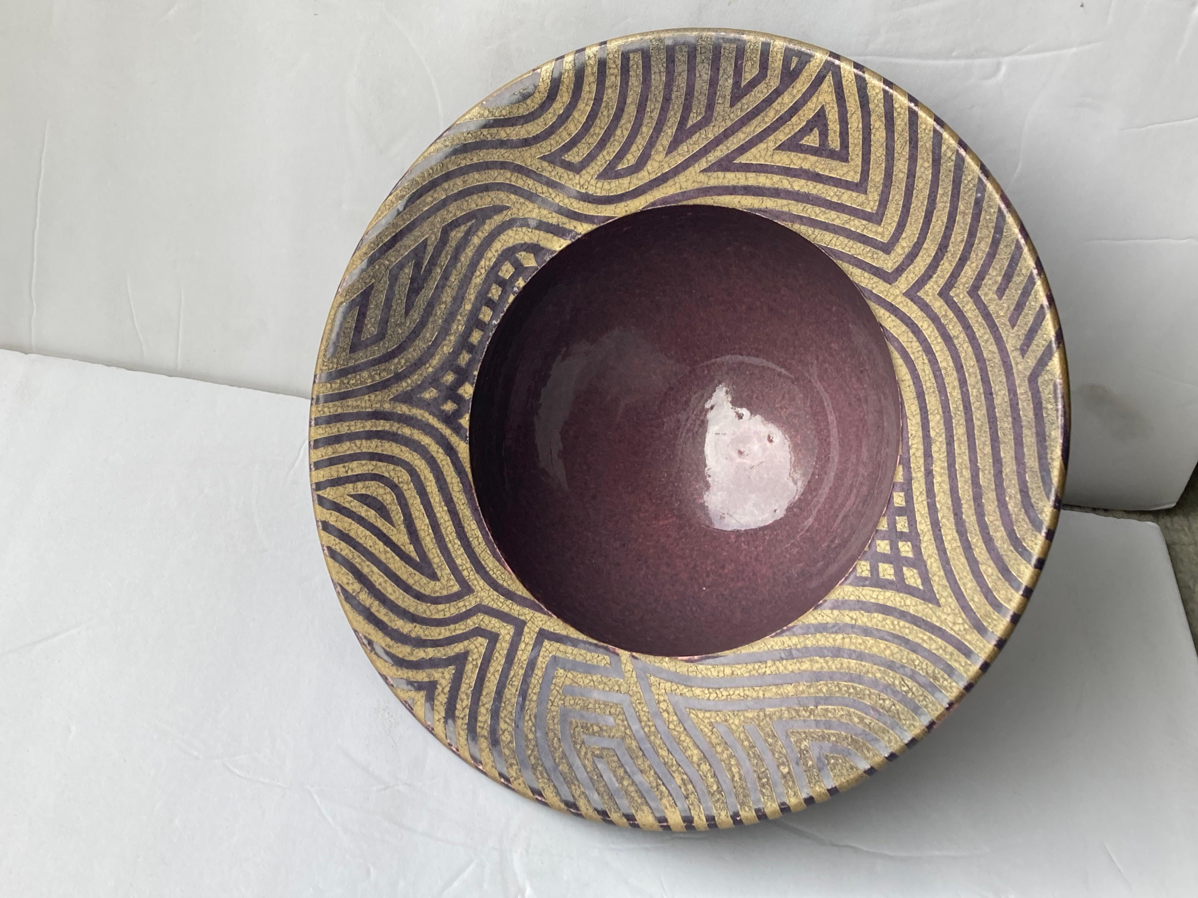 American Michael Arntz Ceramic/Pottery Bowl /Centerpiece, Signed Dated For Sale