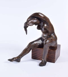 Michael Ayrton 'Girl Wringing out her Hair' patinated bronze nude sculpture