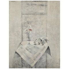 Michael Ayrton:: Nature morte blanche:: 1959:: huile:: carton:: Matthieson