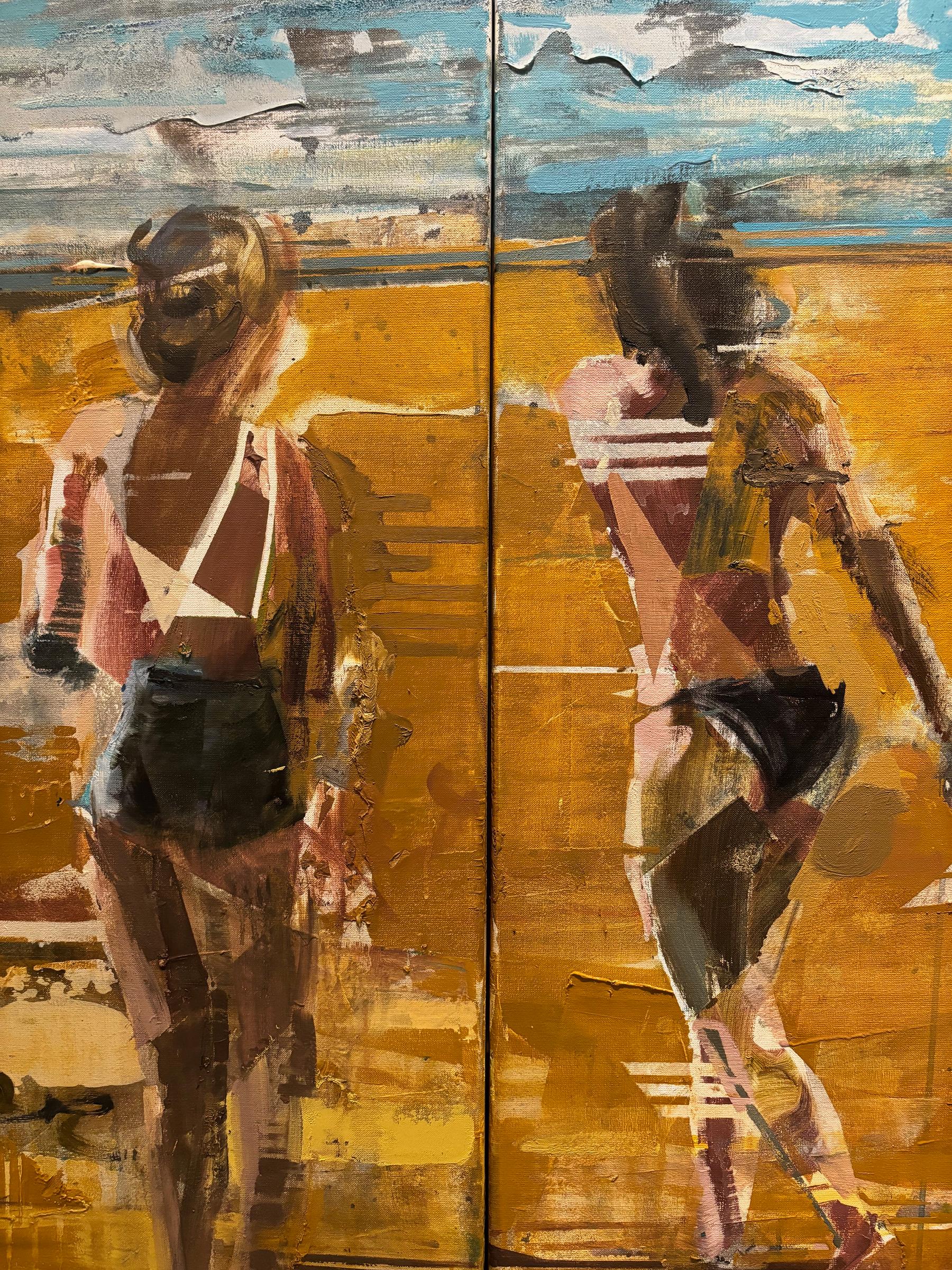 Giornata in spiaggia - Painting Astratto di Michael Azgour