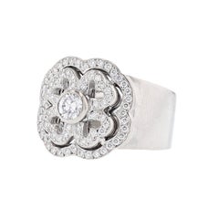 Michael B 18 Karat White Gold Petite Gardenia Diamond Ring