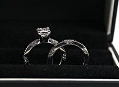 Michael B Diamond Princess Cut "Lace Collection" Wedding Set