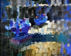 Low Tide, Porthleven - 20th Century Cornish English Pointillist Oil Painting