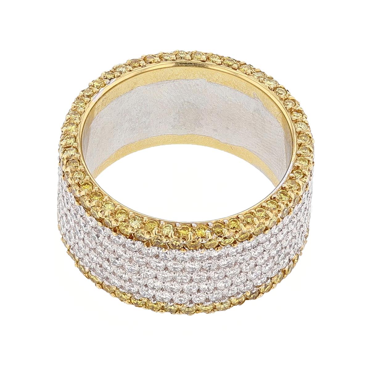 Contemporary Michael B Platinum and 18 Karat Gold White and Yellow Diamond Eternity Band