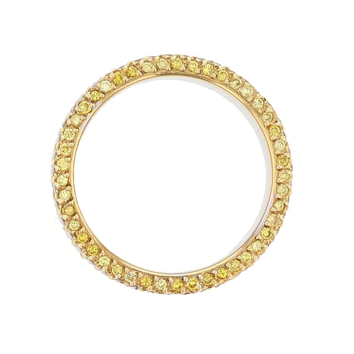 Round Cut Michael B Platinum and 18 Karat Gold White and Yellow Diamond Eternity Band