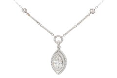 Michael B Platinum Marquise Diamond Halo Pendant Necklace 2.25ctw