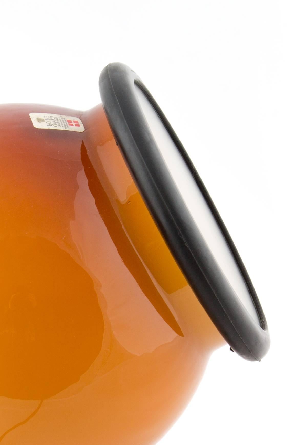 Danish Michael Bang Epoke Table Lamp for Holmegaard with Orange Glass and Rubber