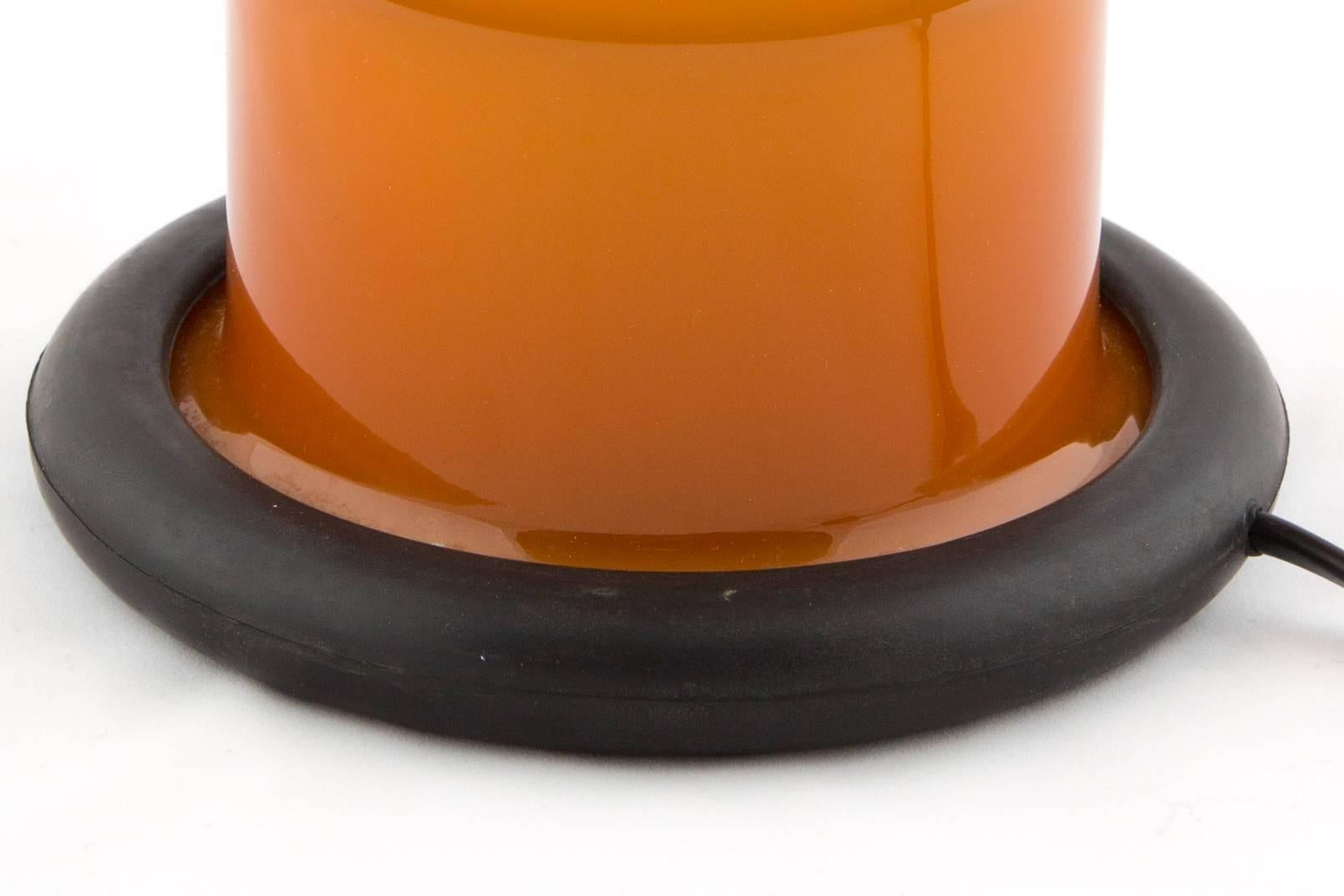 Michael Bang Epoke Table Lamp for Holmegaard with Orange Glass and Rubber In Good Condition In LA Arnhem, NL