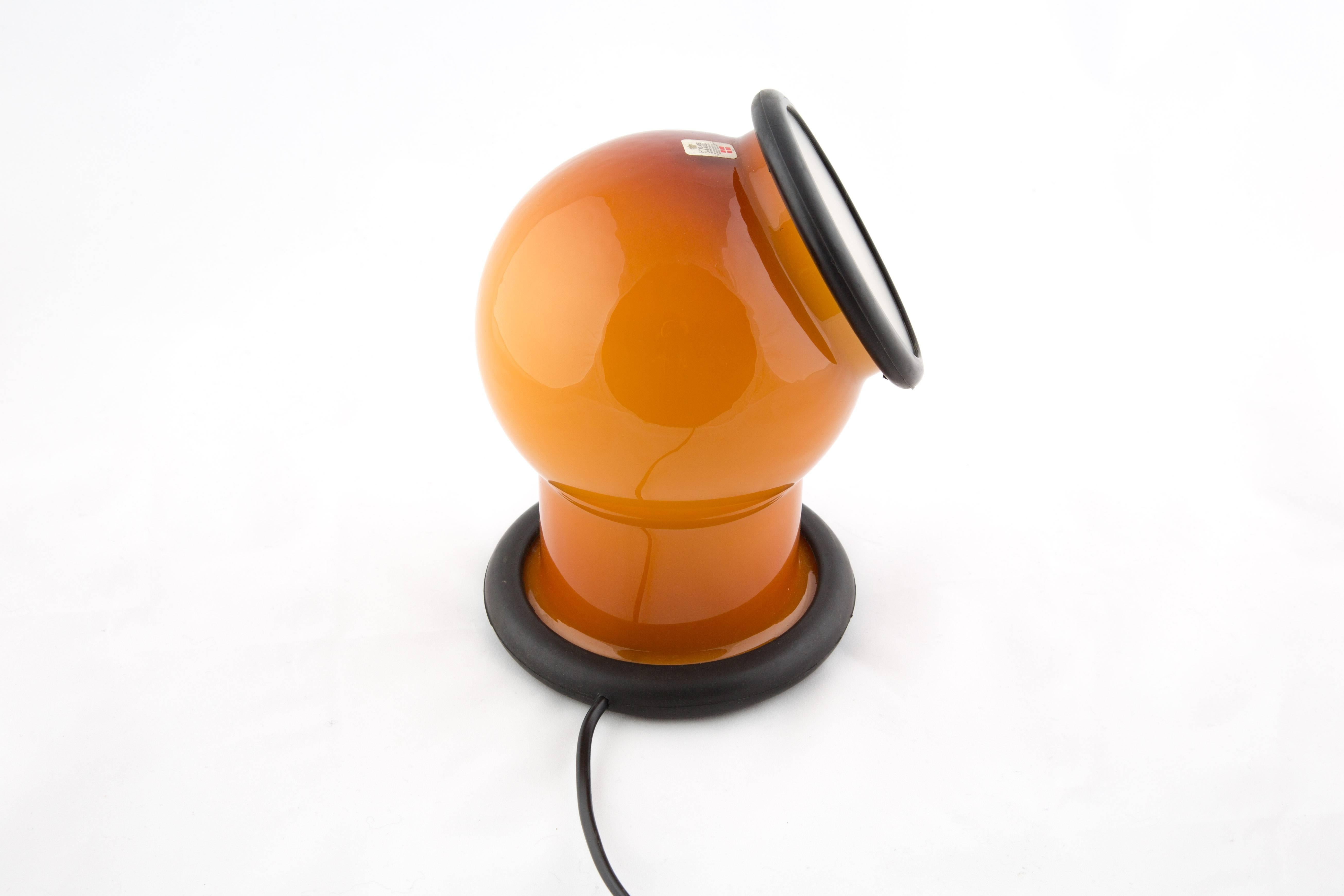 Late 20th Century Michael Bang Epoke Table Lamp for Holmegaard with Orange Glass and Rubber