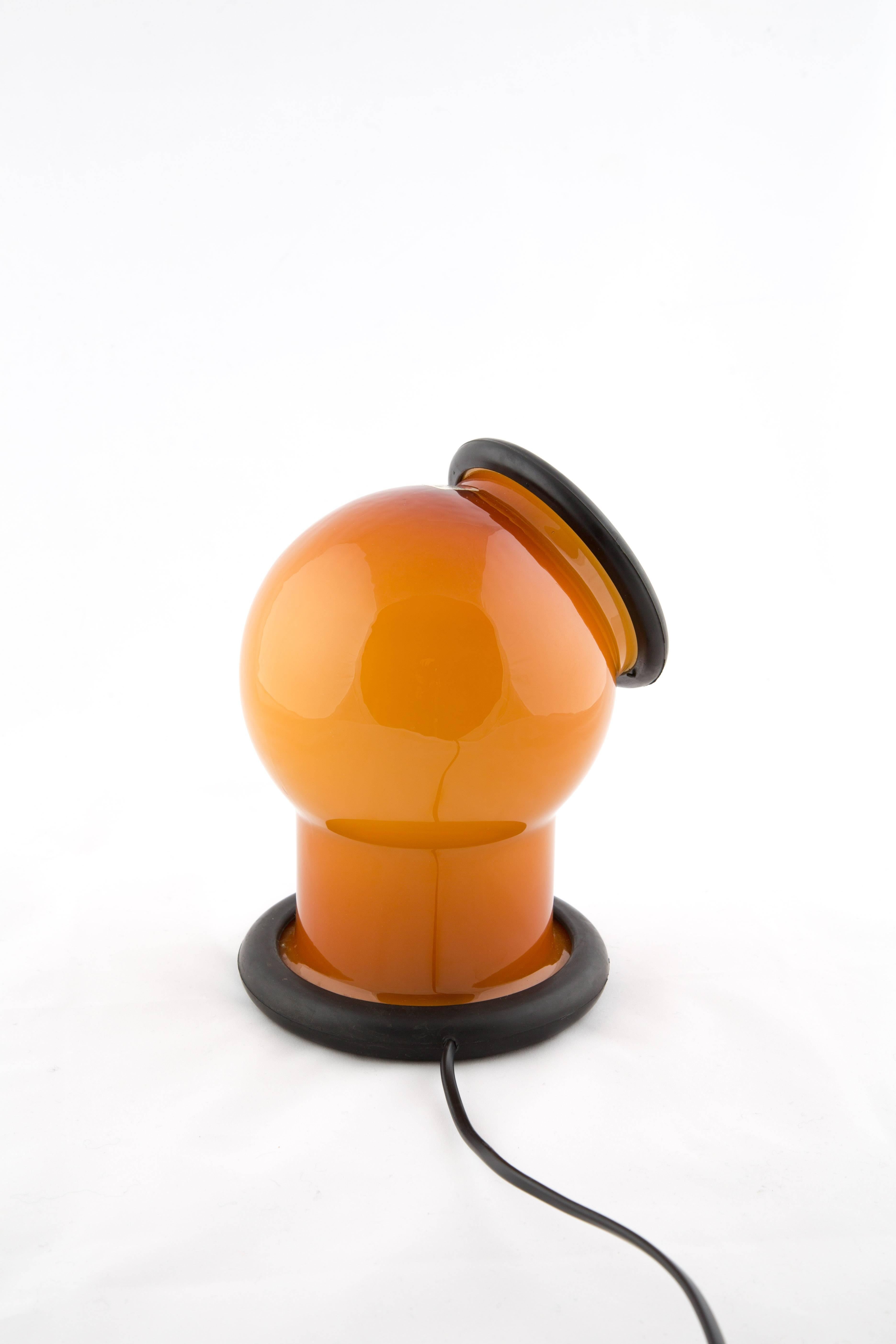 Blown Glass Michael Bang Epoke Table Lamp for Holmegaard with Orange Glass and Rubber