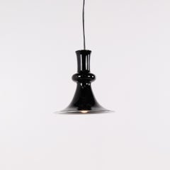 Michael Bang Etude Pendant in Black Glass for Holmegaard 1970s