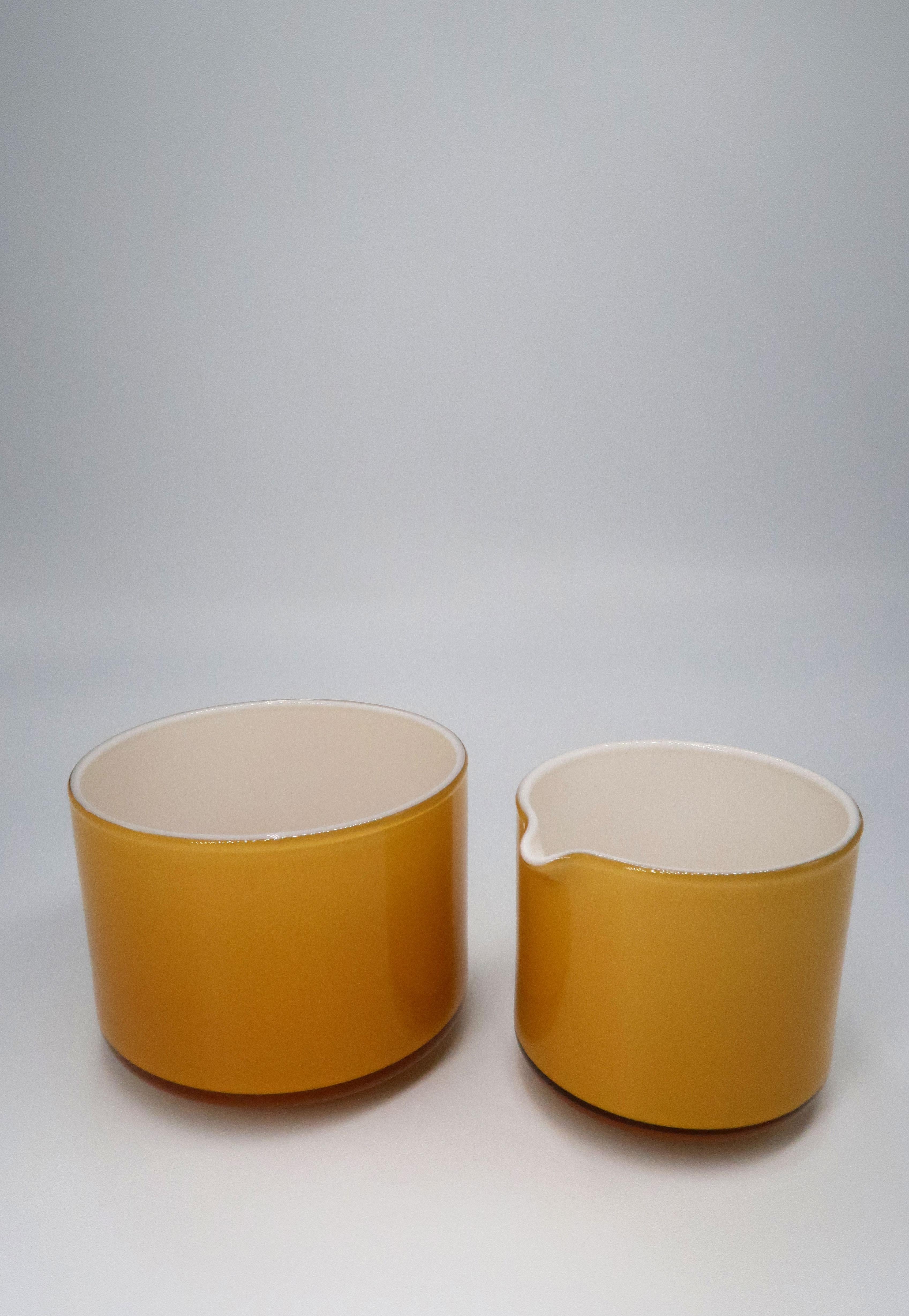 Scandinavian Modern Michael Bang for Holmegaard Art Glass Sugar Bowl, Creamer Set For Sale