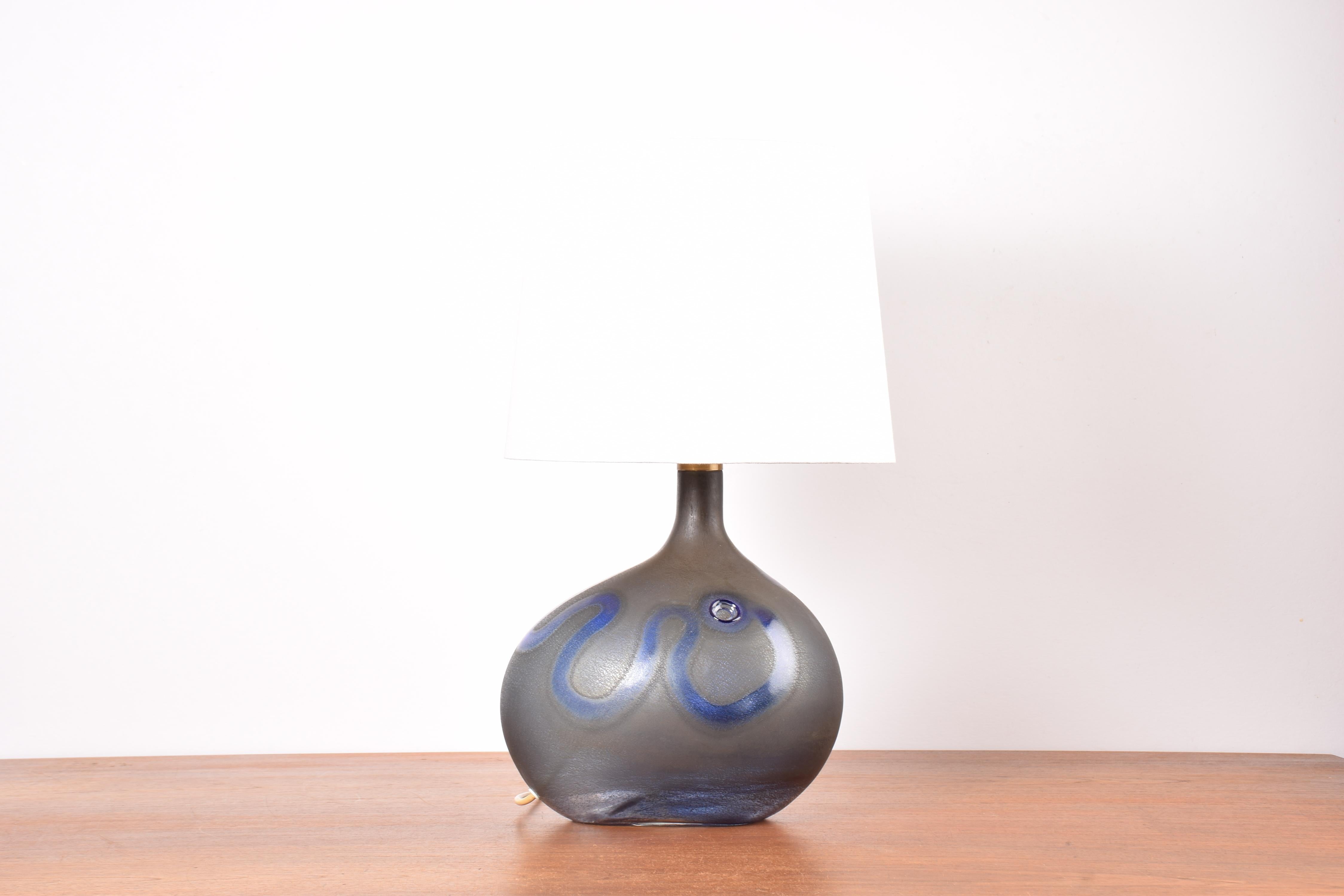 Large Mid-century Danish sculptural hand blown glass lamp designed by Michael Bang and made by Holmegaard. It´s from the series 