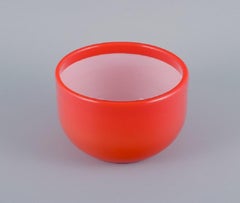 Michael Bang for Holmegaard, Large "Palet" Bowl in Orange and White Art Glass