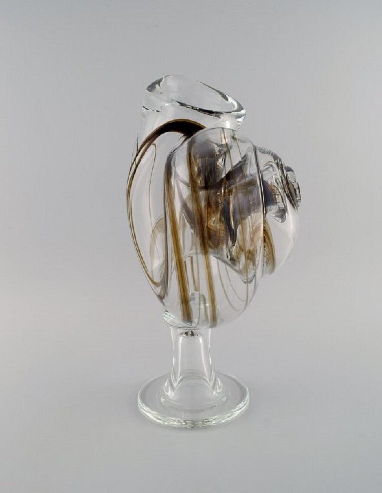Scandinavian Modern Michael Bang for Holmegaard, Large Rare Vase Shaped like a Snail Shell For Sale
