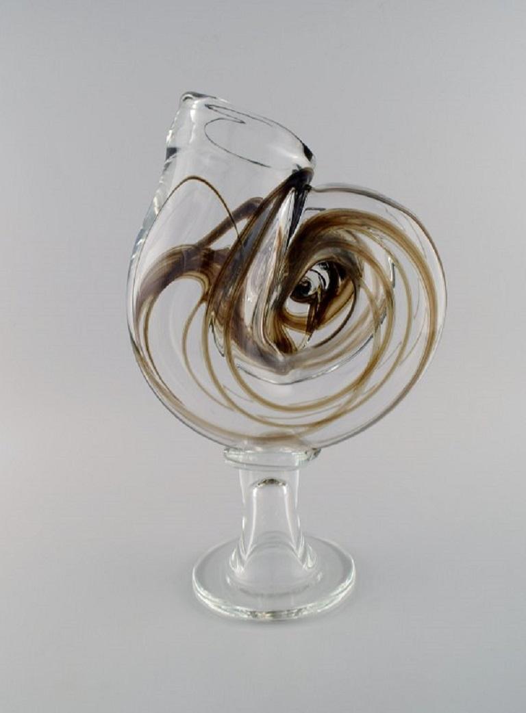 Danish Michael Bang for Holmegaard, Large Rare Vase Shaped like a Snail Shell For Sale