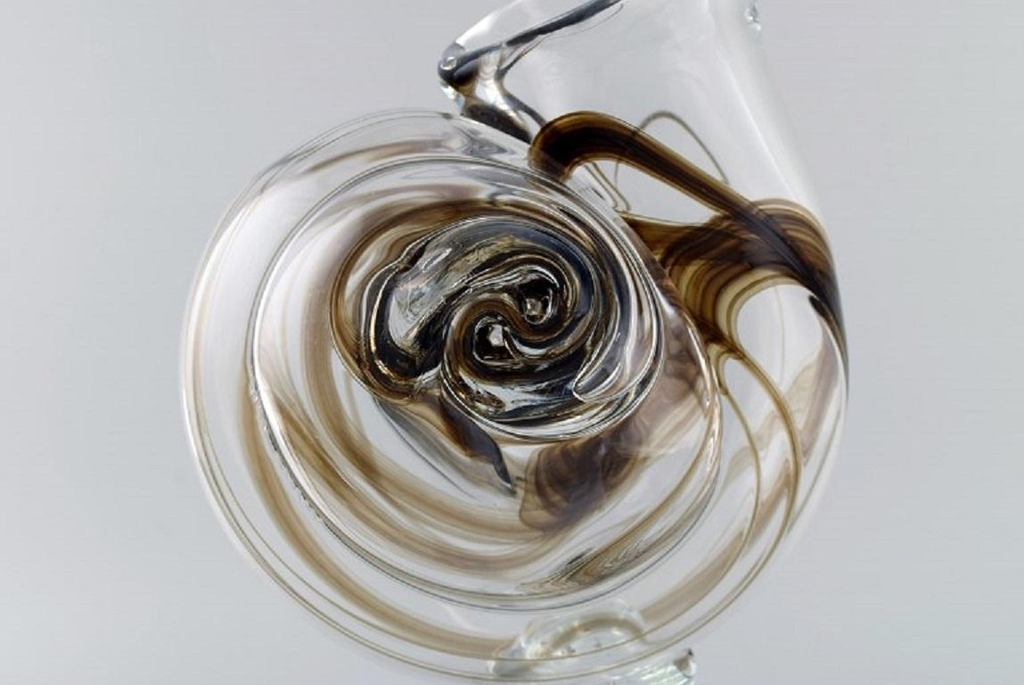 Late 20th Century Michael Bang for Holmegaard, Large Rare Vase Shaped like a Snail Shell For Sale