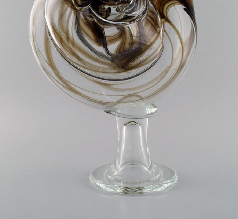 Art Glass Michael Bang for Holmegaard, Large Rare Vase Shaped like a Snail Shell For Sale