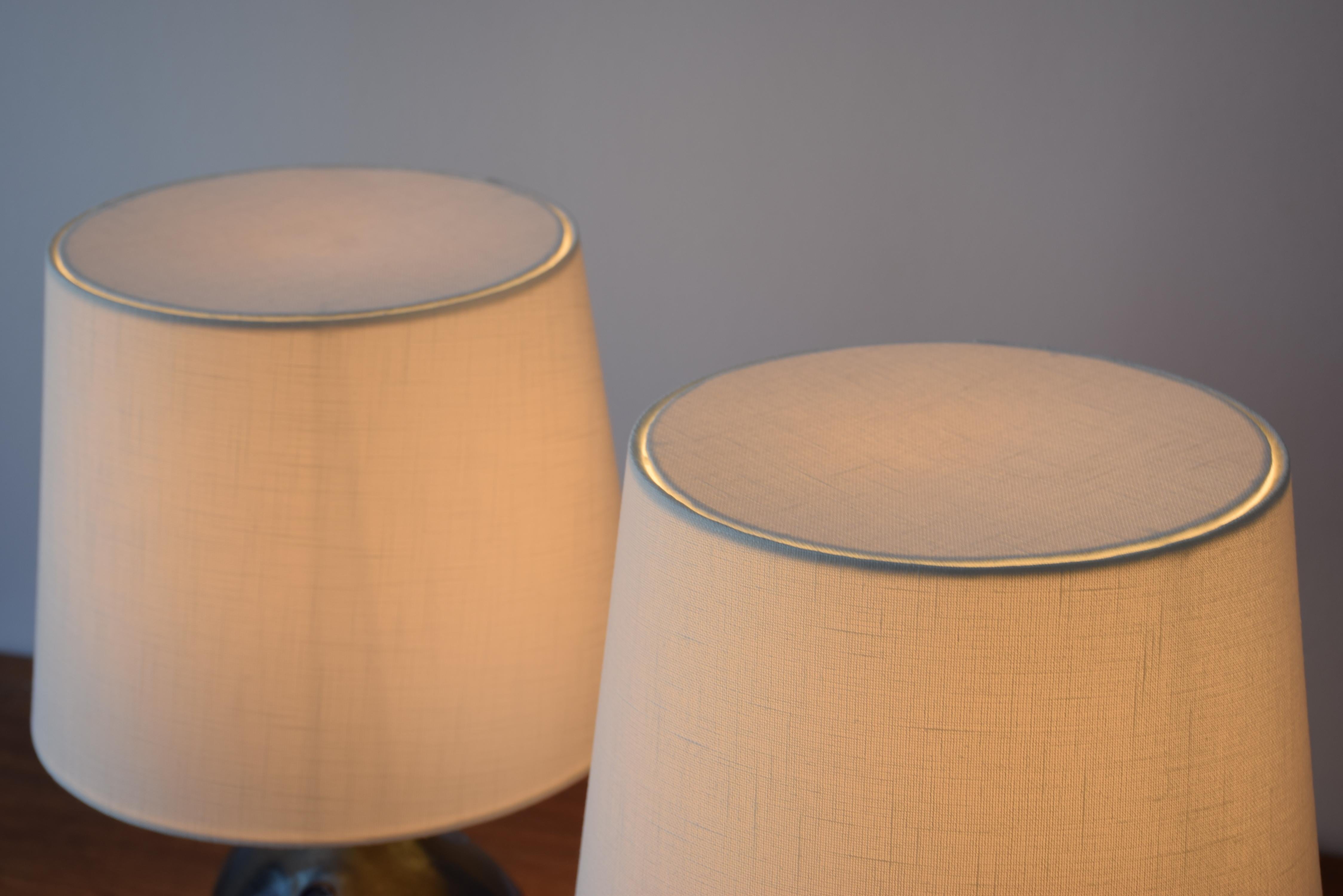 Late 20th Century Michael Bang for Holmegaard Pair of Dark Blue Sculptural Glass Table Lamps 1970s