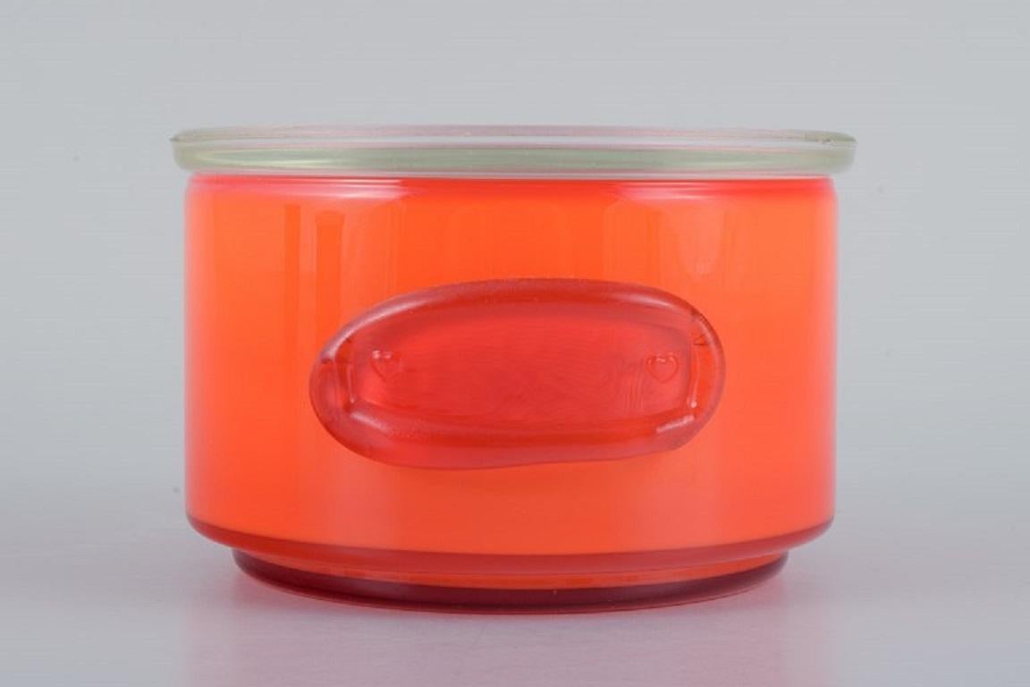 Scandinavian Modern Michael Bang for Holmegaard, Three Bowls in Orange and White Art Glass For Sale