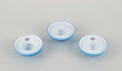 Michael Bang for Holmegaard. Three "Palet" candle holders in turquoise glass