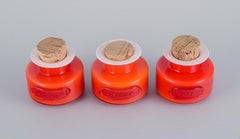 Michael Bang for Holmegaard, Three Spice Jars in Art Glass