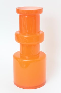 Michael Bang for Holmegaard White and Orange Cased Glass Vase or Vessel