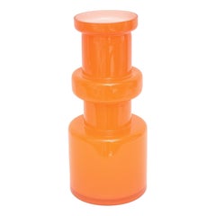 Michael Bang for Holmegaard White and Orange Cased Glass Vase or Vessel