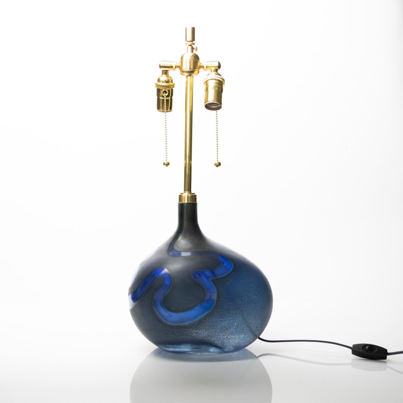 Scandinavian Modern Michael Bang Glass Table Lamp with Asymmetrical Shape, for Holmegaard, Denmark