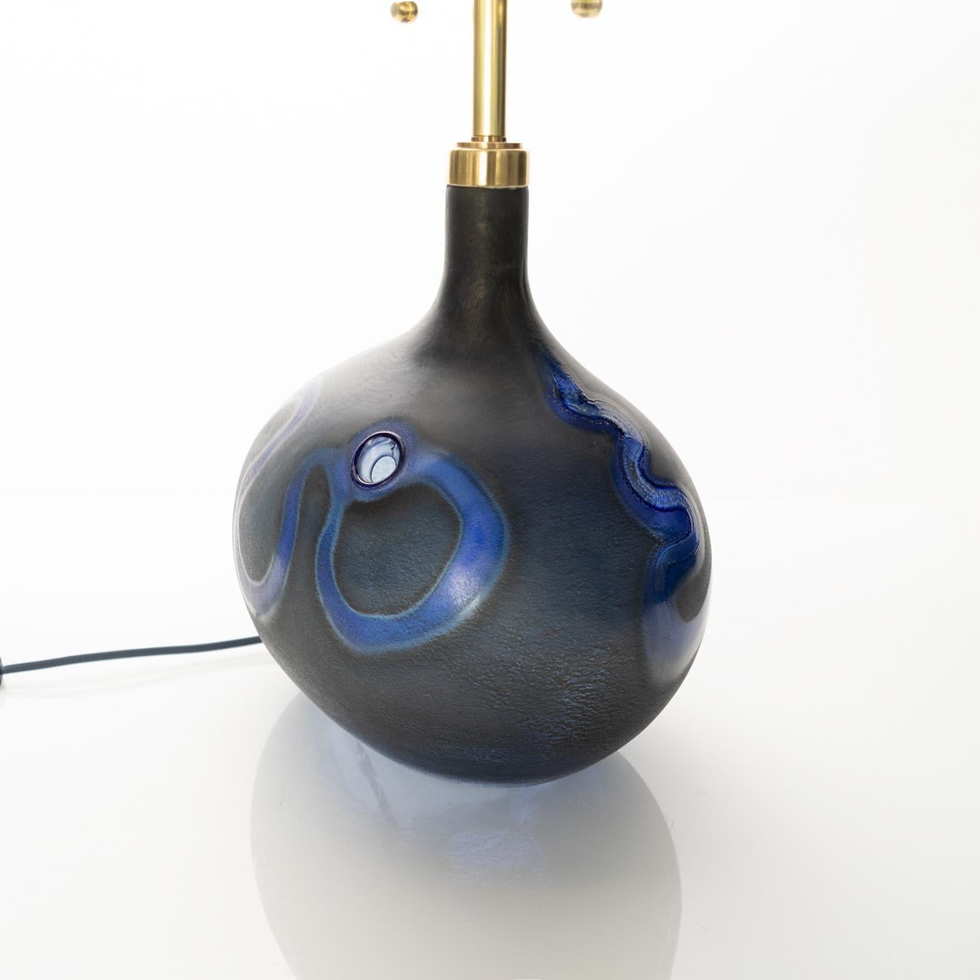 Michael Bang Glass Table Lamp with Asymmetrical Shape, for Holmegaard, Denmark In Good Condition For Sale In New York, NY