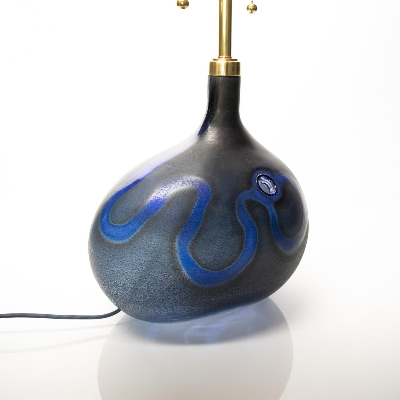20ième siècle Lampe de bureau en verre Michael Bang de forme asymétrique, pour Holmegaard, Danemark en vente