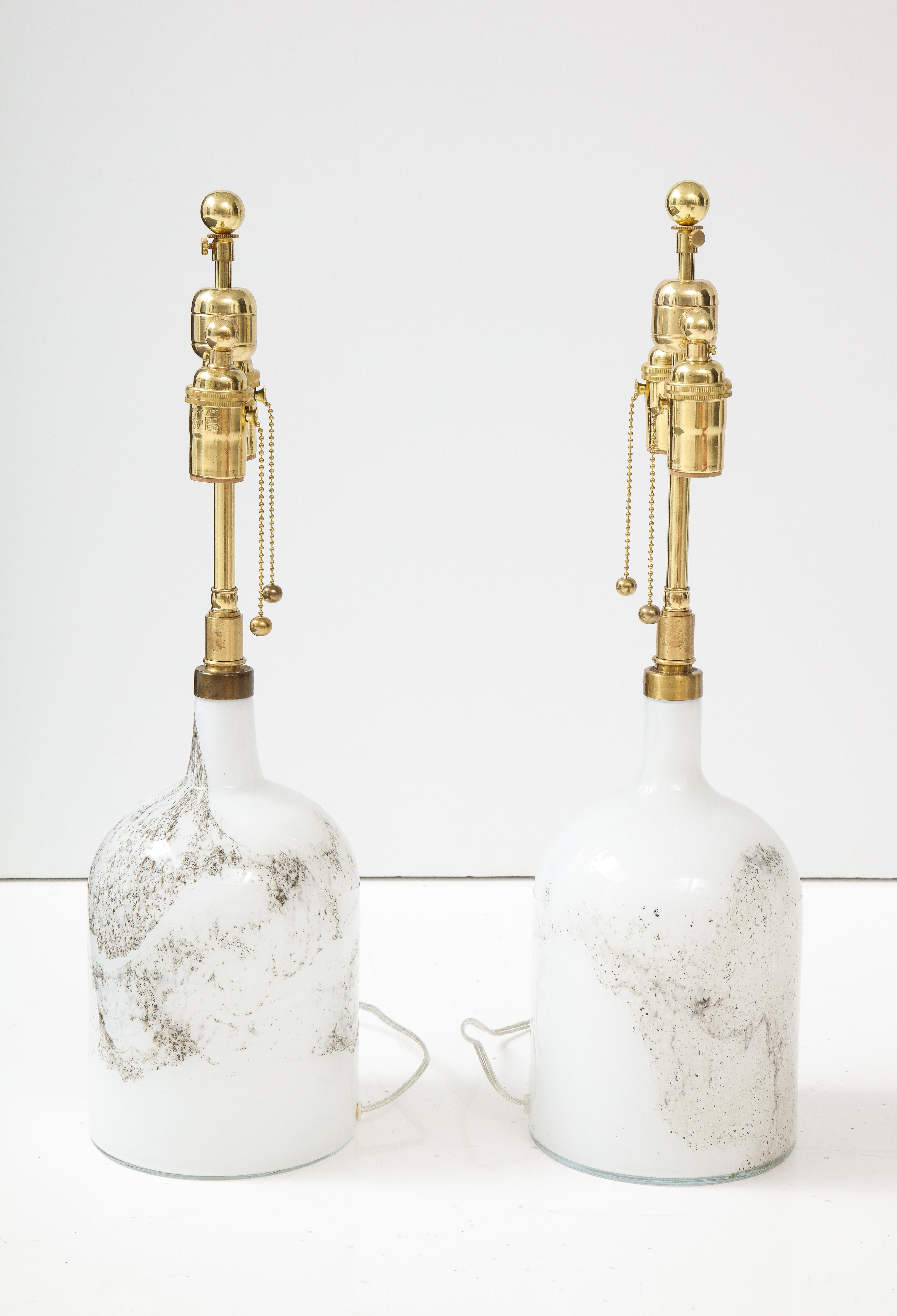 Scandinavian Modern Michael Bang, Holmegaard Pair of Glass Lamps For Sale