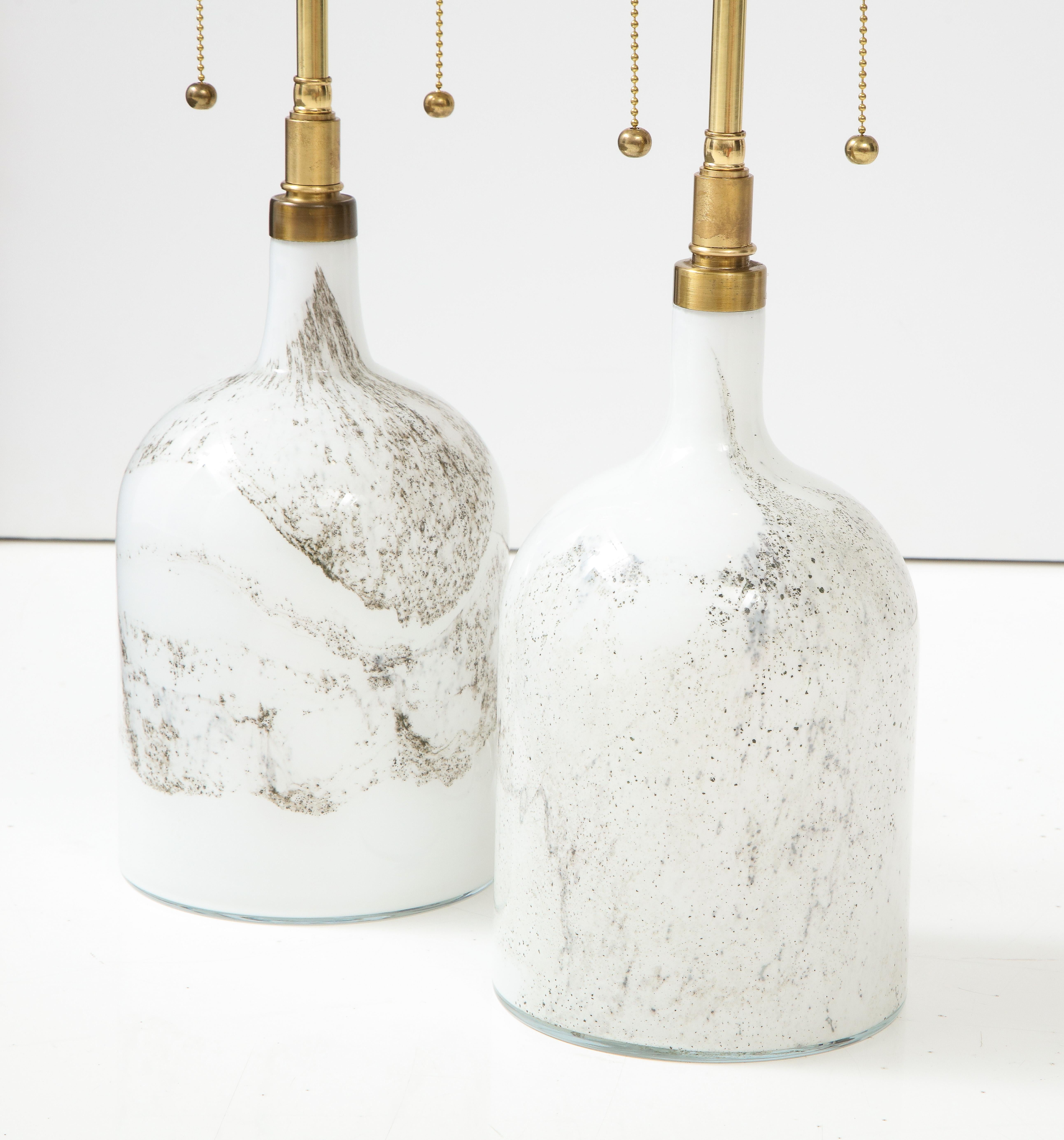 Late 20th Century Michael Bang, Holmegaard Pair of Glass Lamps For Sale