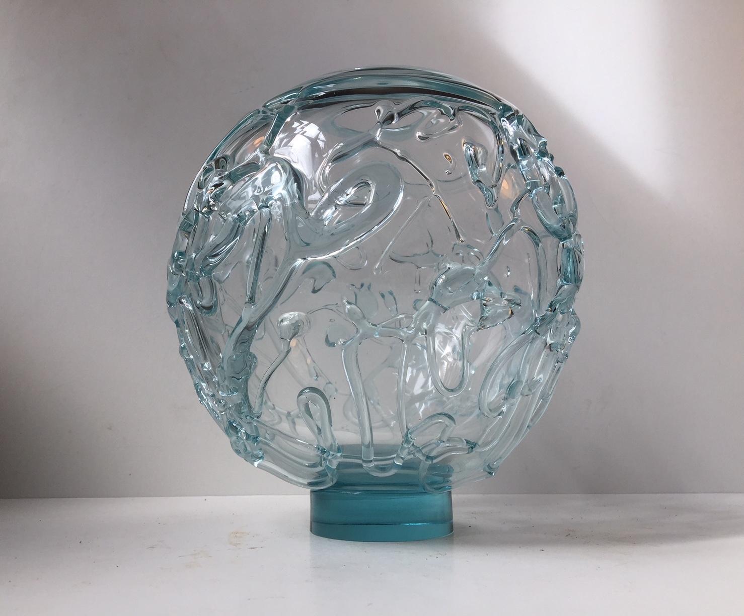 Late 20th Century Michael Bang Spiderweb Studio Glass Vase for Holmegaard, Denmark For Sale
