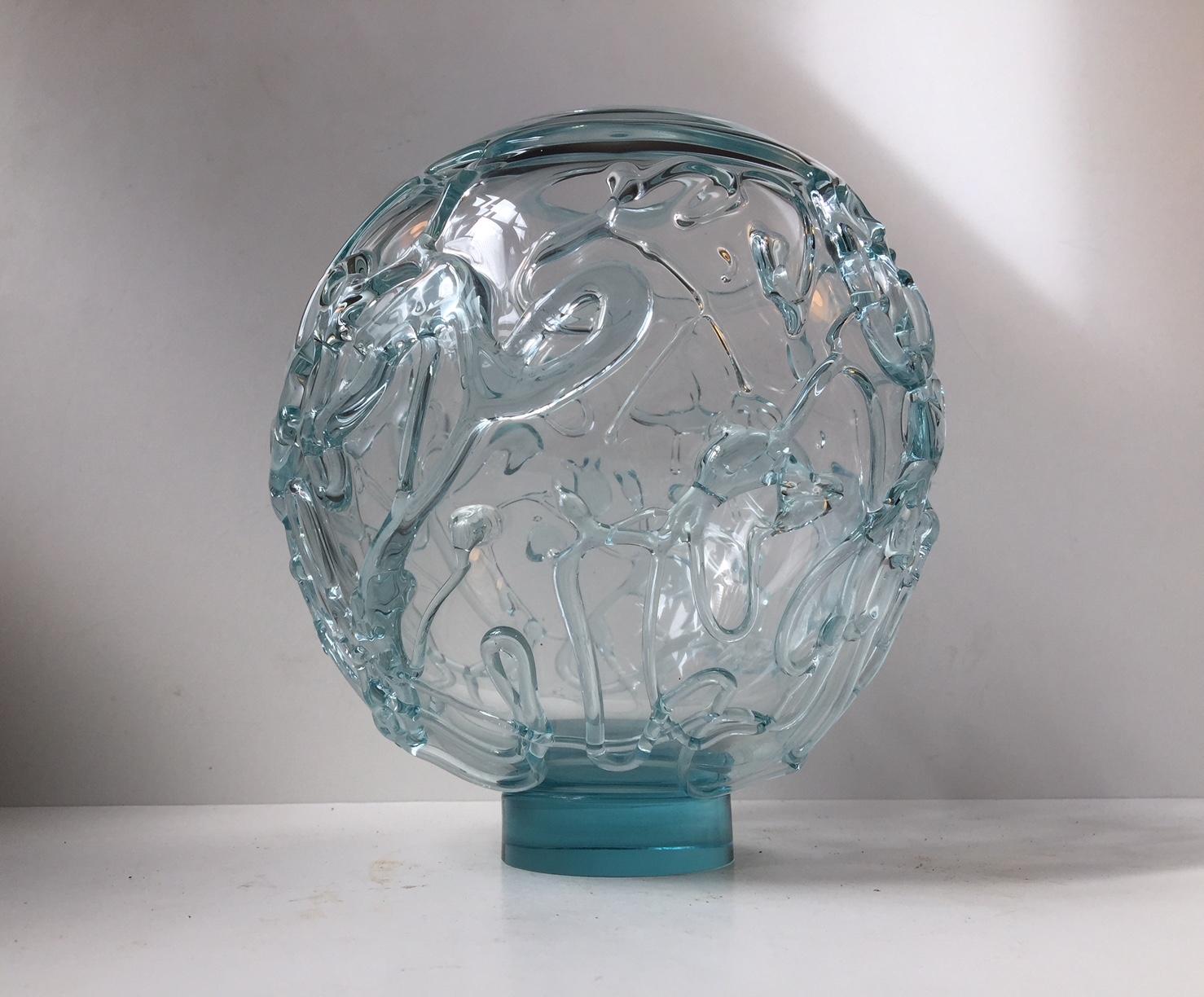Vetro artistico Vaso in vetro di Michael Bang Spiderweb Studio per Holmegaard, Danimarca in vendita