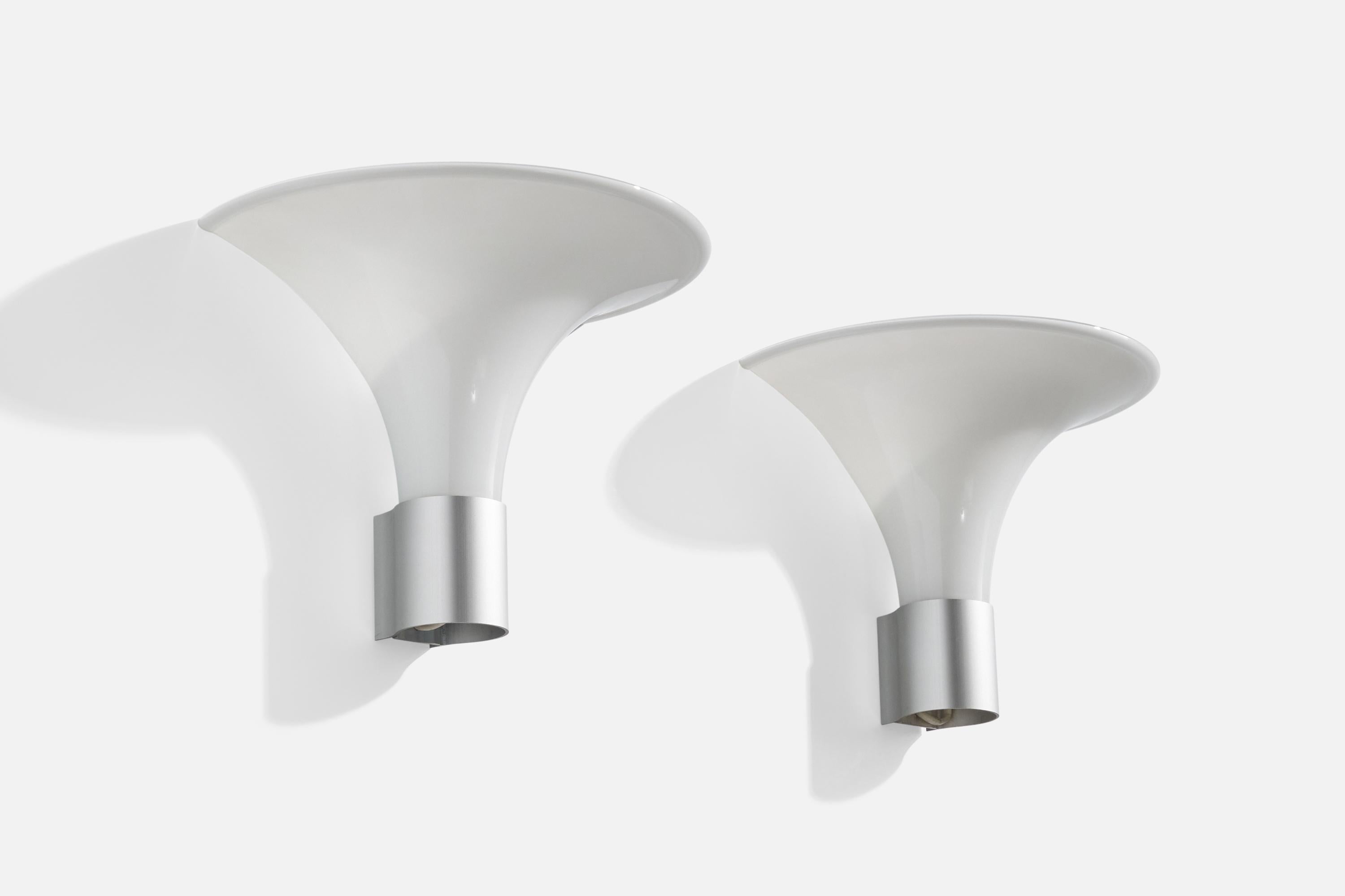 A pair of white opaline glass 
