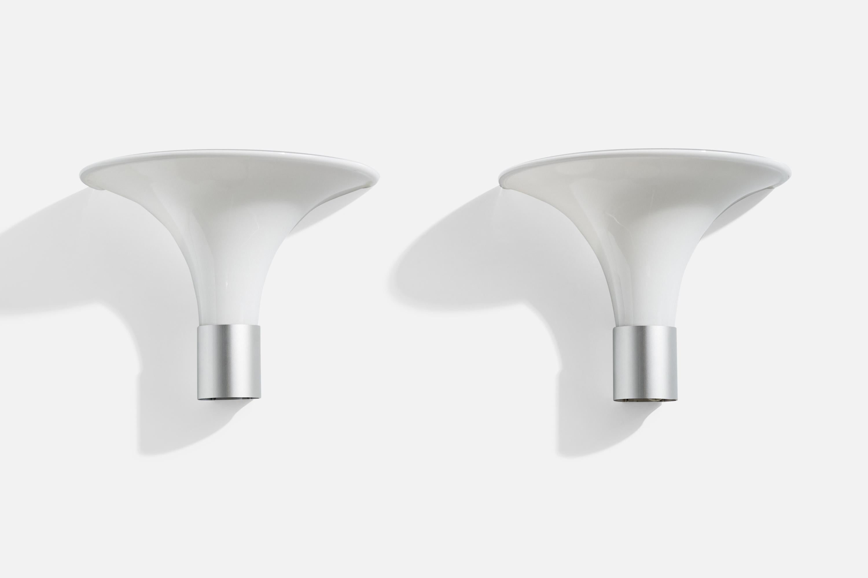 Danish Michael Bang, Wall Lights, Metal, Glass, Denmark, 1980s For Sale