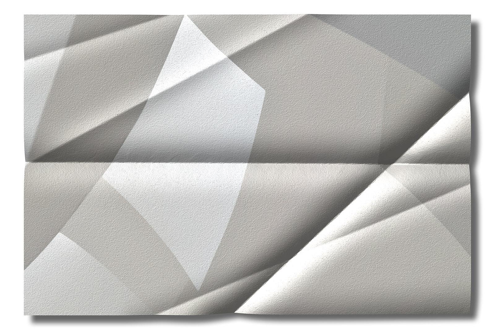 Architectonique 2 tirages d'art abstrait en édition limitée signés, grand format, blanc - Gris Abstract Photograph par Michael Banks