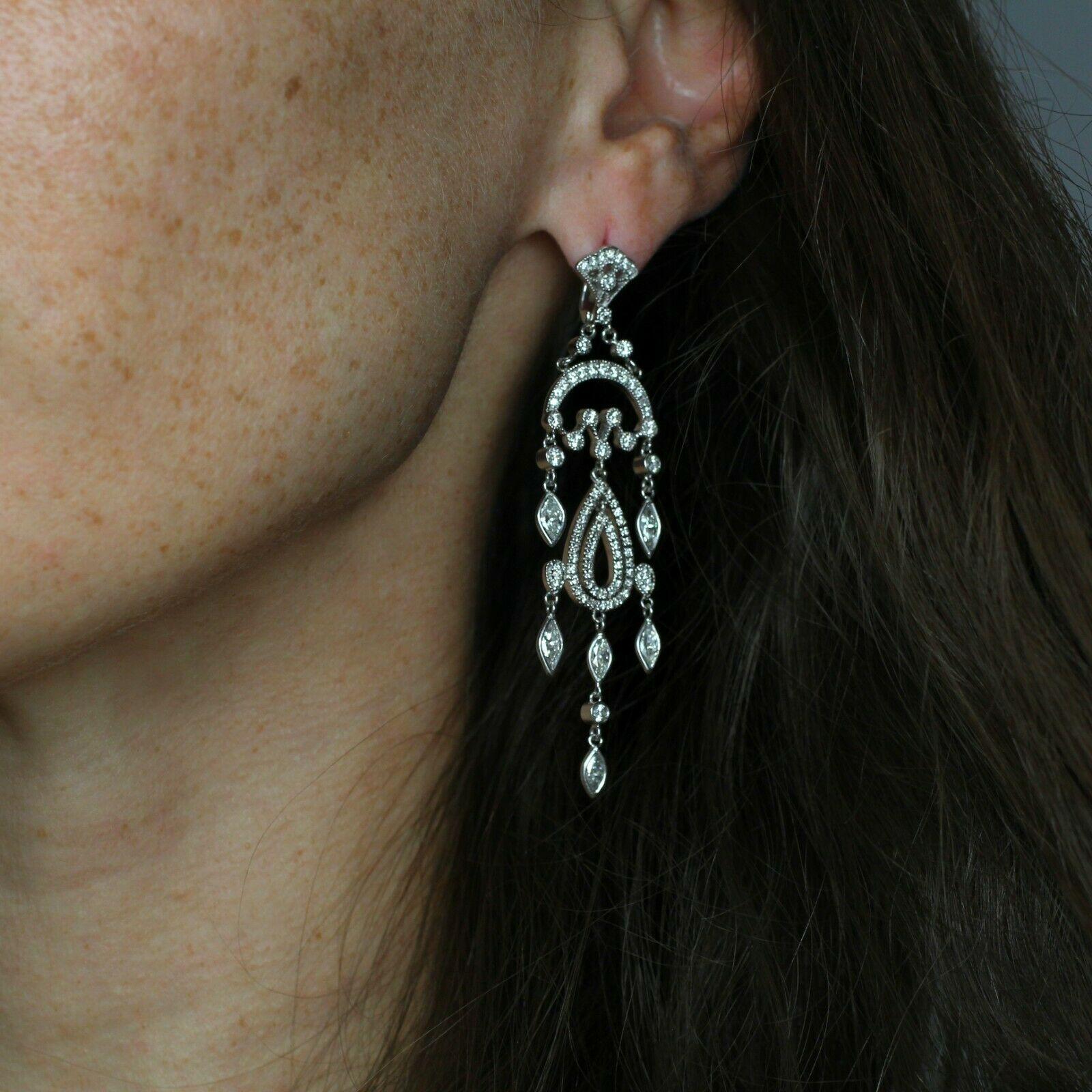 chandelier earrings white gold