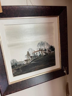 Modern Twentieth Century Landscape Oil of Herefordshire Farm and Hop kilns