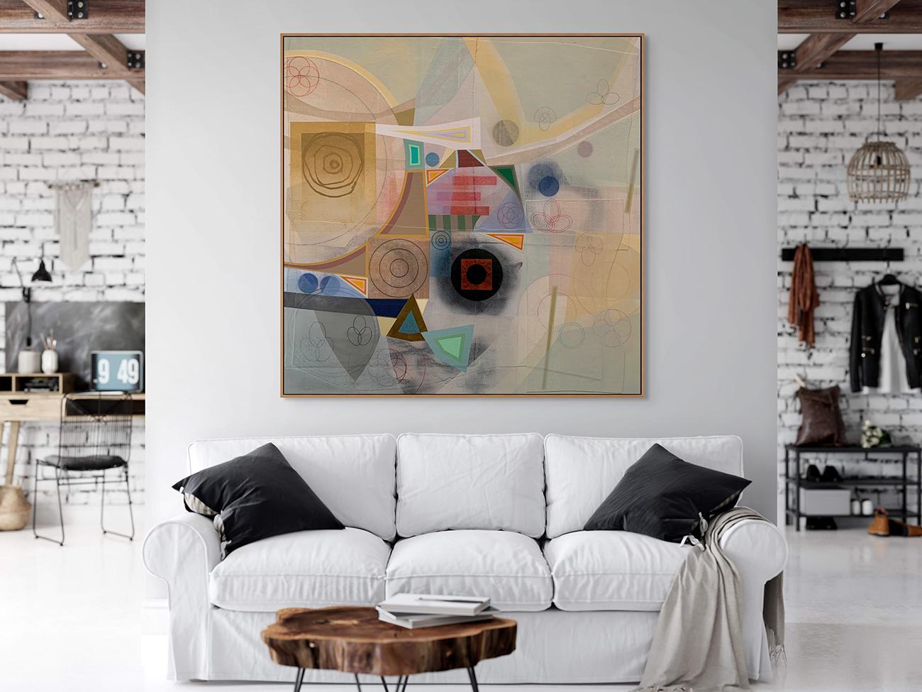Lost Letters (Circle) (Abstract painting) - Brown Abstract Painting by Michael Barringer