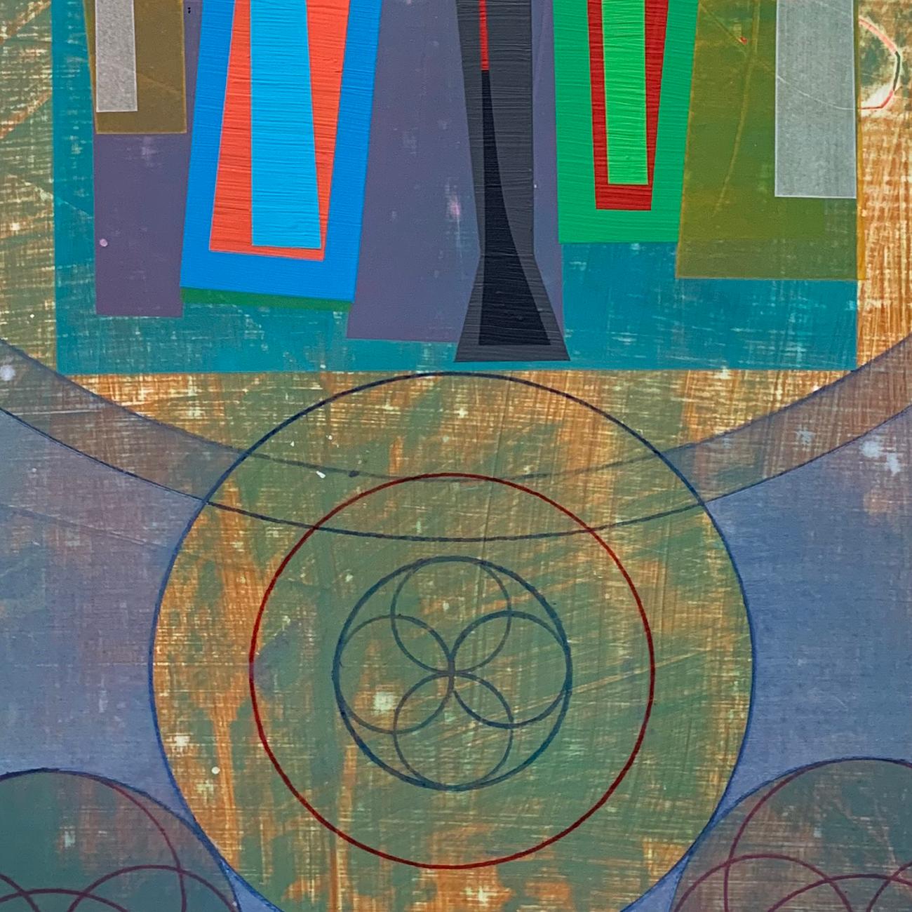 Geometria organica (Mandala V) (Pittura astratta) - Abstract Painting Grigio di Michael Barringer