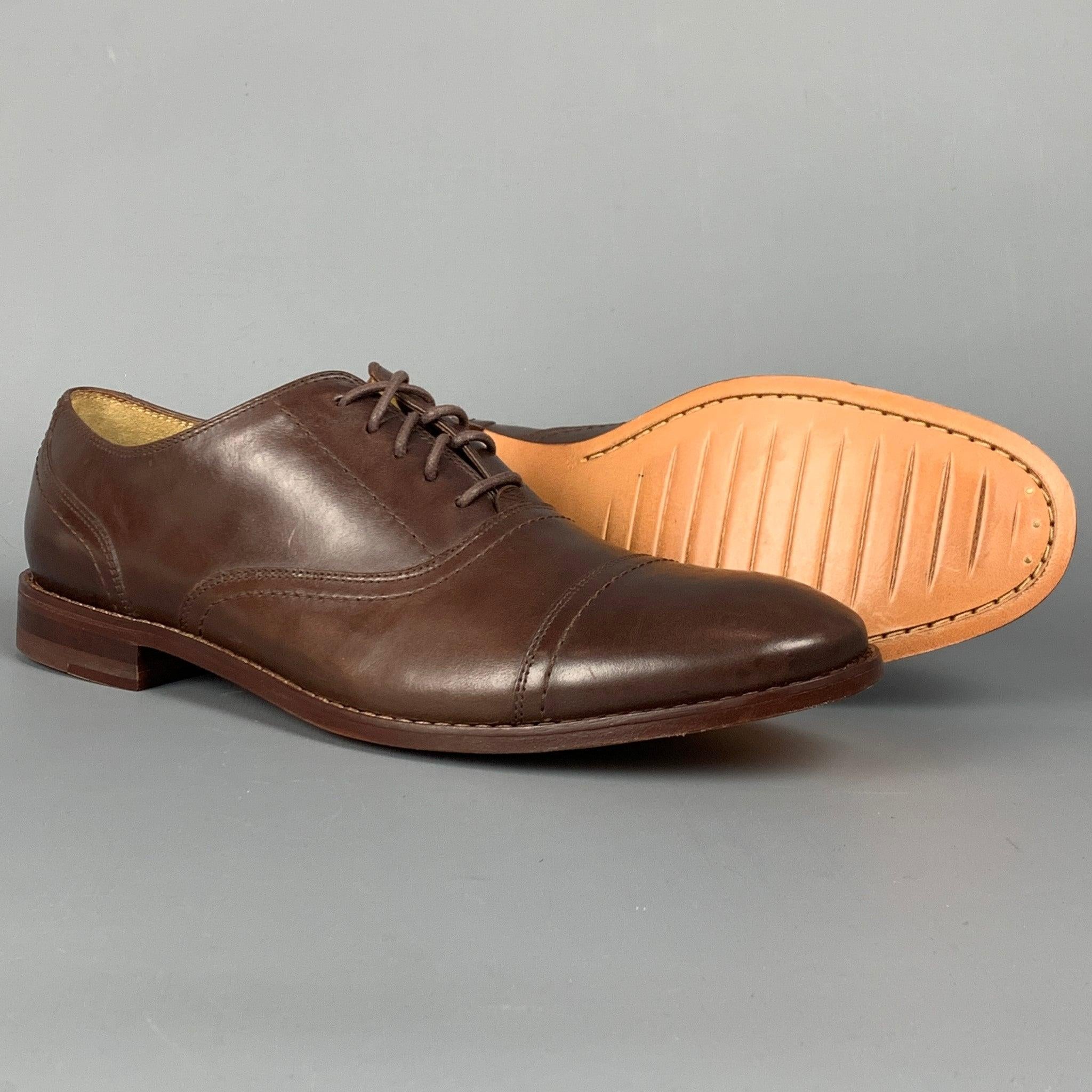 MICHAEL BASTIAN Size 10 Brown Leather Cap Toe Lace Up Shoes In Good Condition For Sale In San Francisco, CA