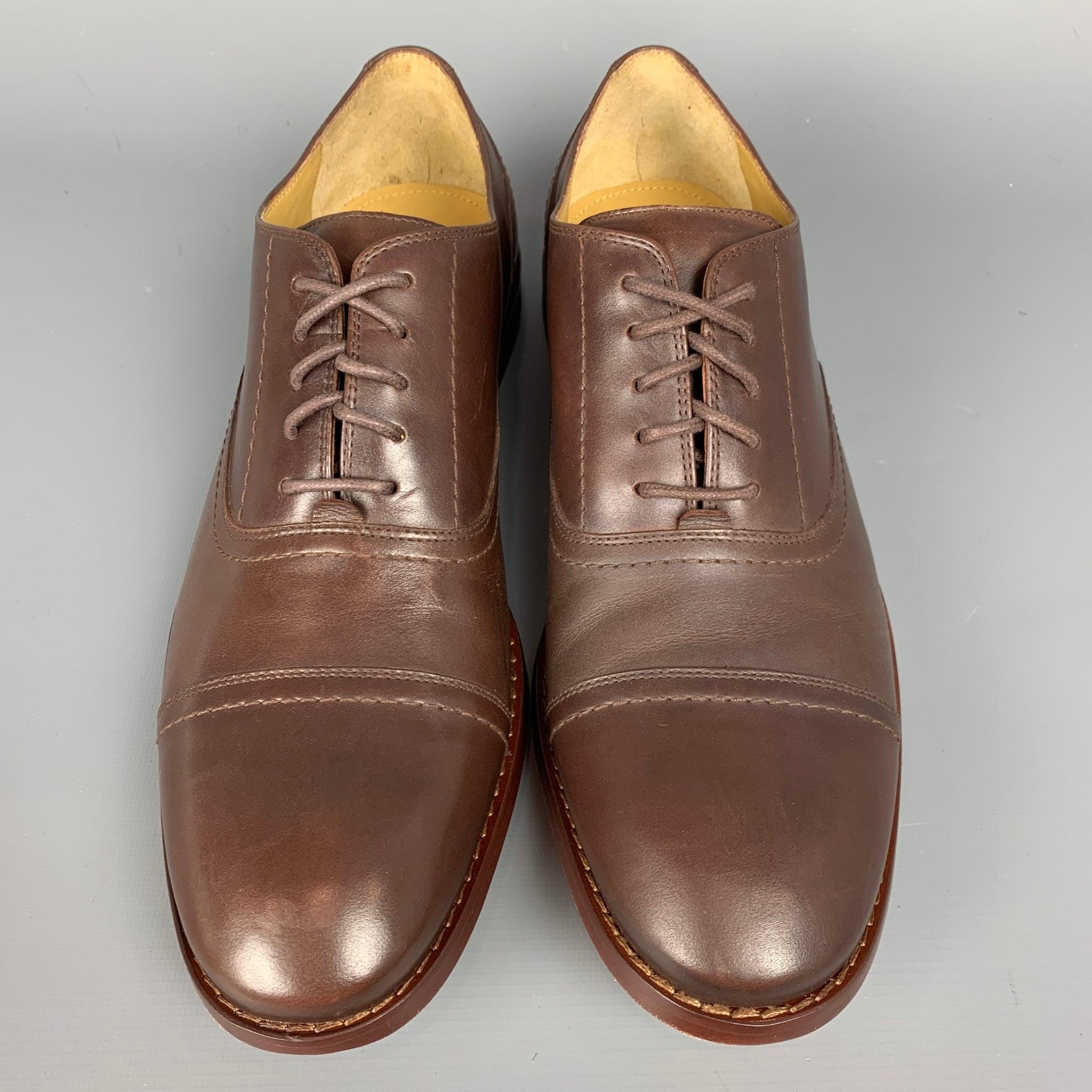 Men's MICHAEL BASTIAN Size 10 Brown Leather Cap Toe Lace Up Shoes For Sale