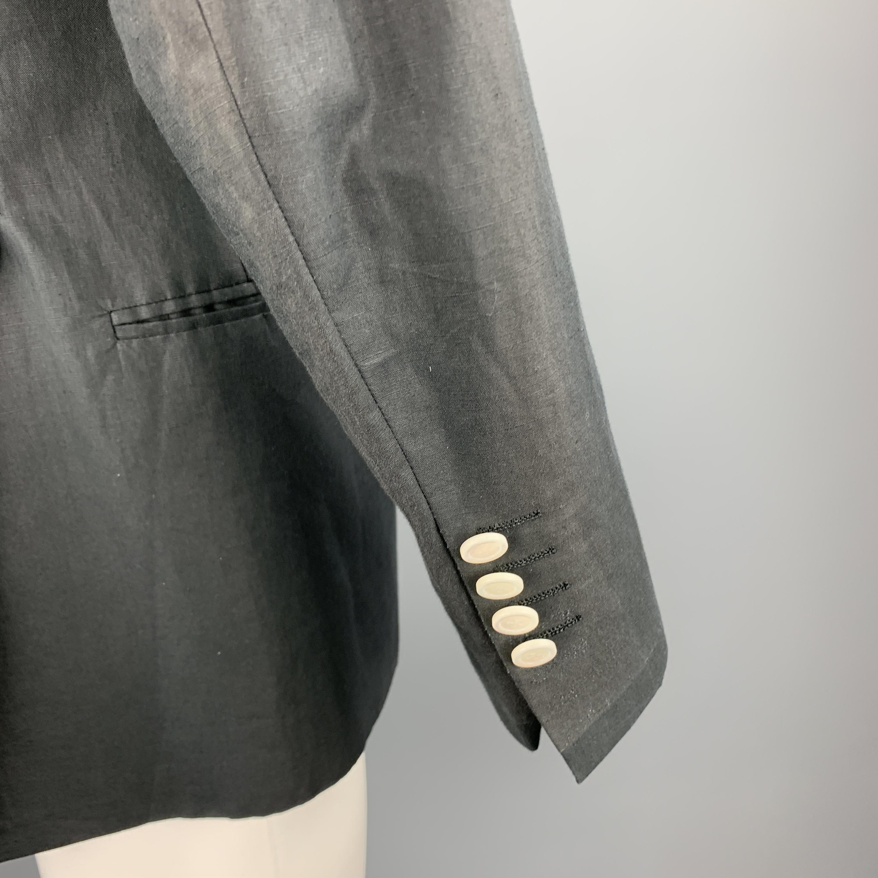 Black MICHAEL BASTIAN Size 36 Navy Linen / Cotton Shawl Collar Sport Coat