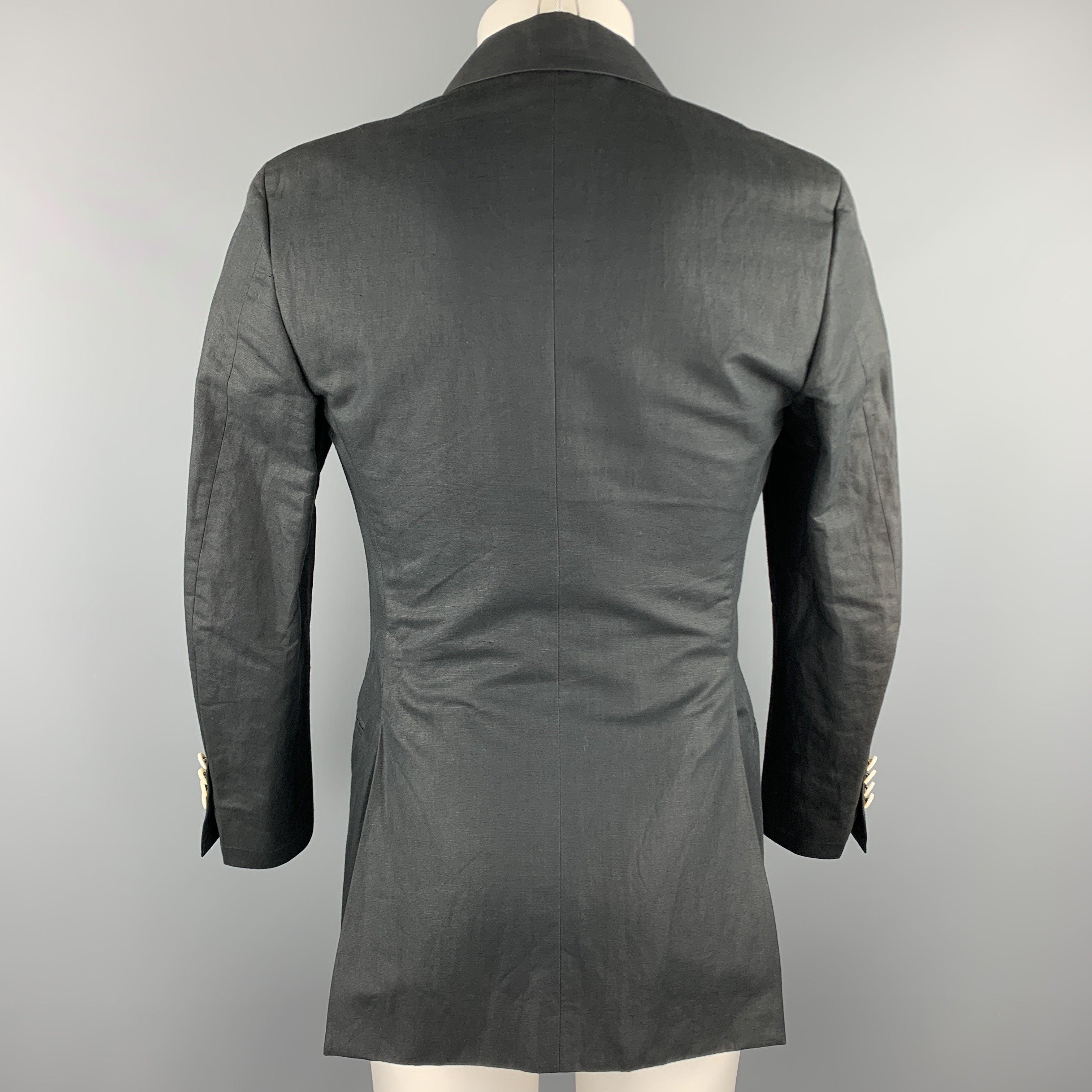 Men's MICHAEL BASTIAN Size 36 Navy Linen / Cotton Shawl Collar Sport Coat For Sale