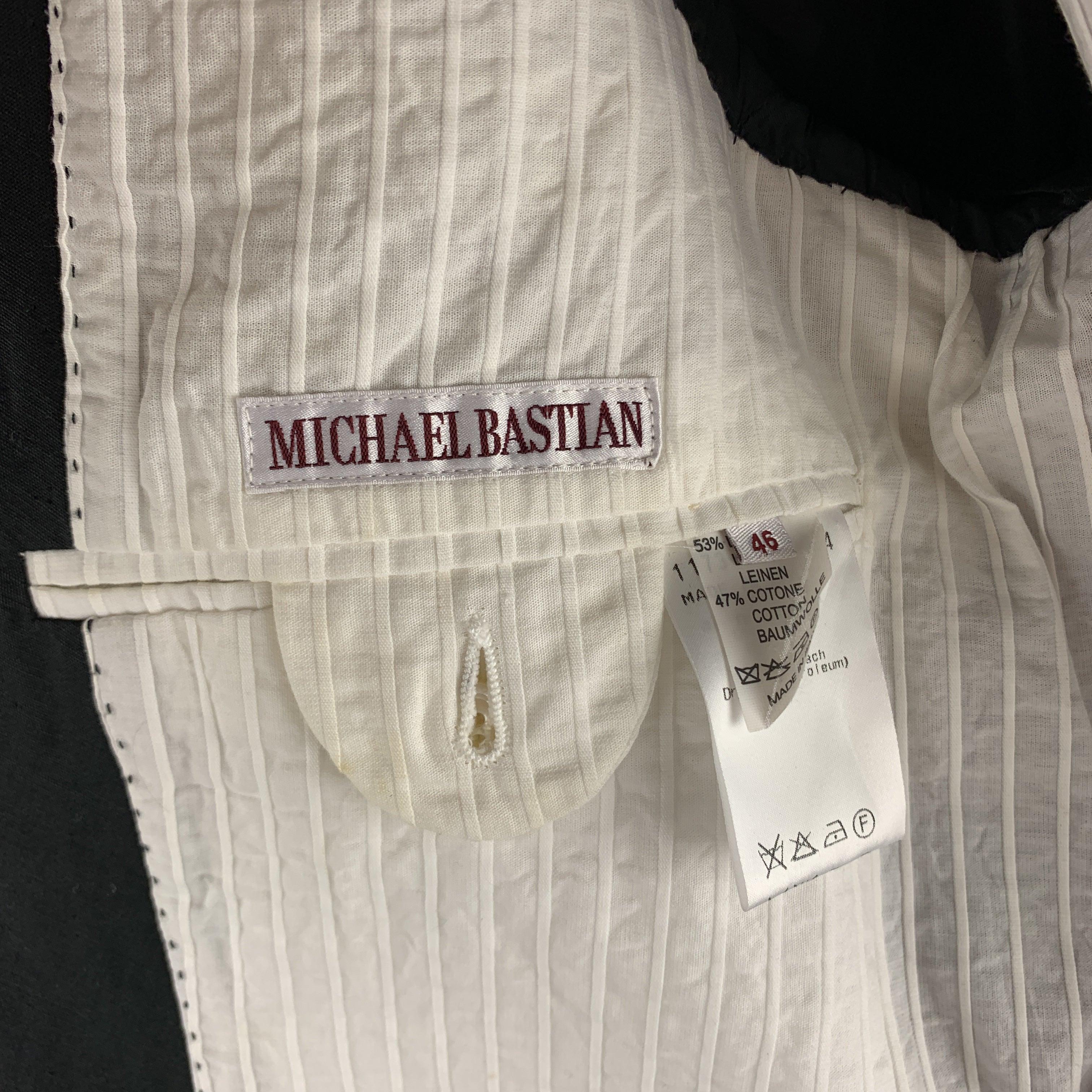 MICHAEL BASTIAN Size 36 Navy Linen / Cotton Shawl Collar Sport Coat For Sale 1