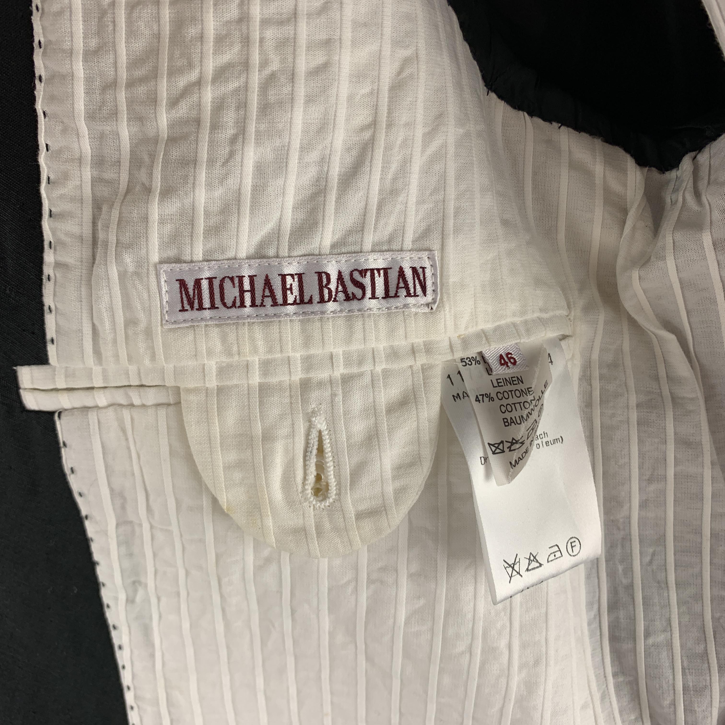 Men's MICHAEL BASTIAN Size 36 Navy Linen / Cotton Shawl Collar Sport Coat